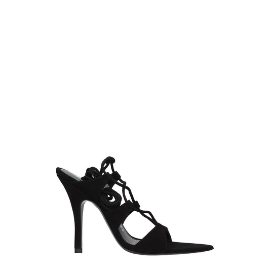 The Attico Black Leather Stiletto Heels Sandals