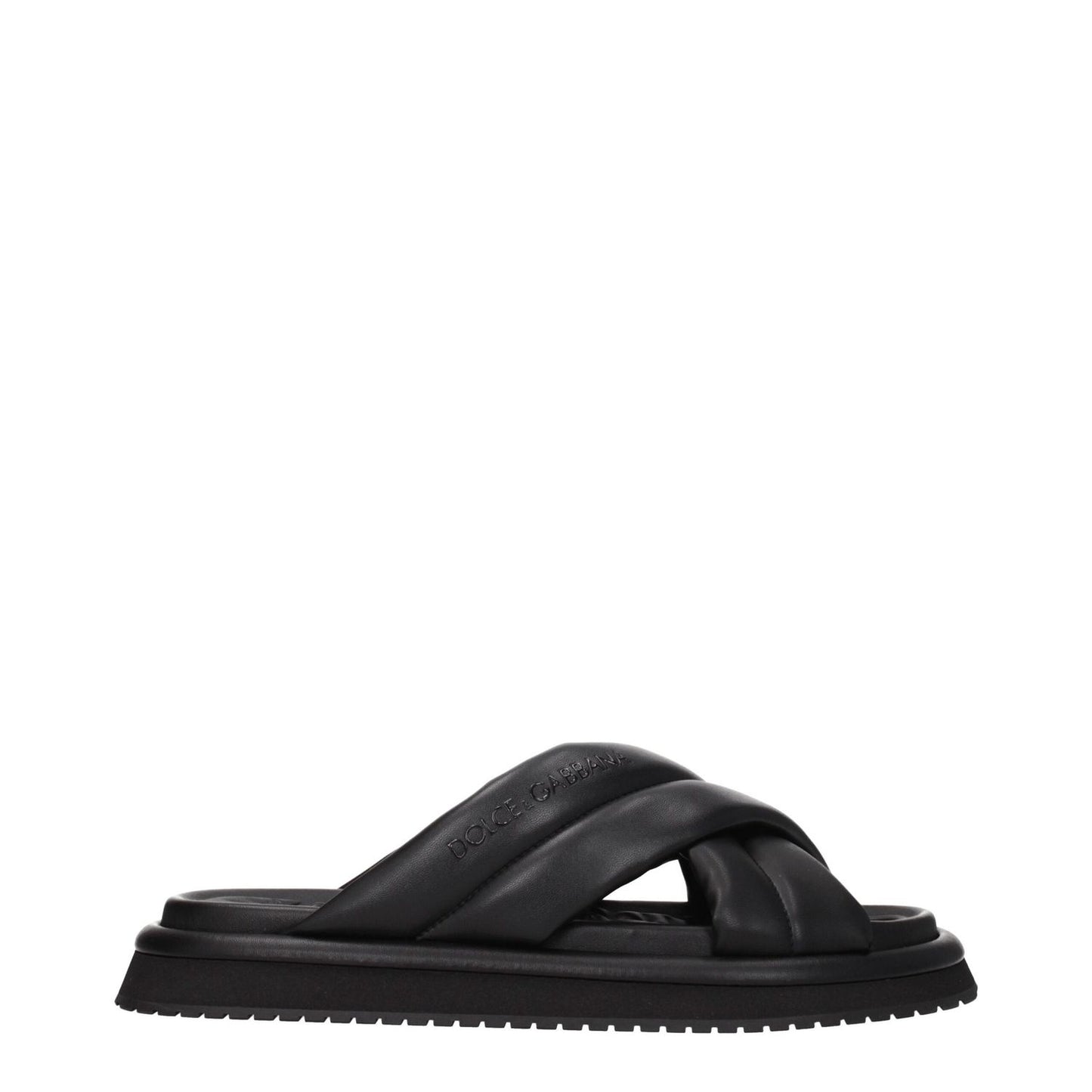 Dolce & Gabbana Black Leather Slippers