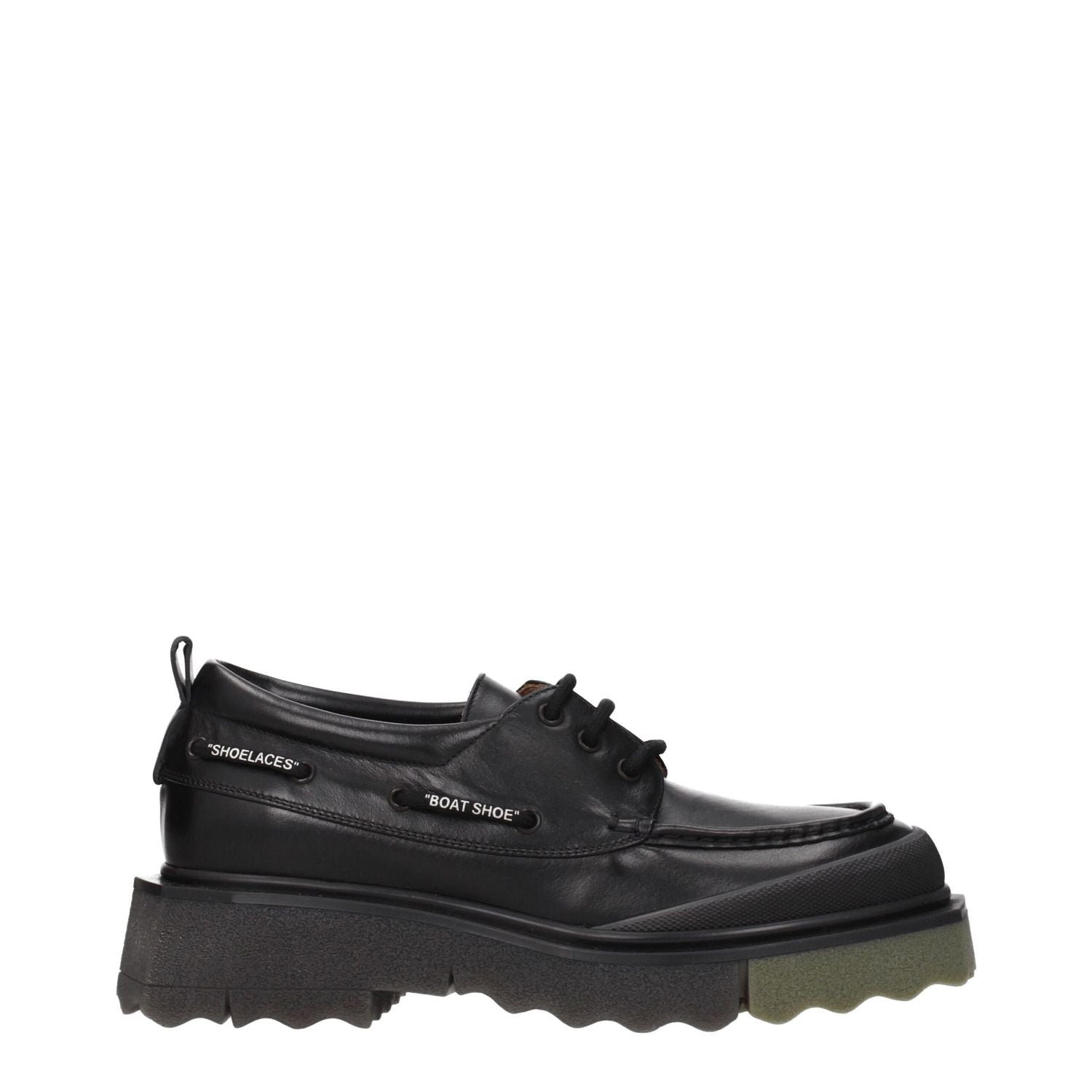 Off-White Black Leather Slip-On Loafers