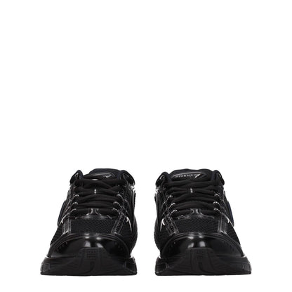 Front view of Givenchy Black Fabric Athletic Sneakers with lace-up closure, leather material, and rubber soles, round toe design.