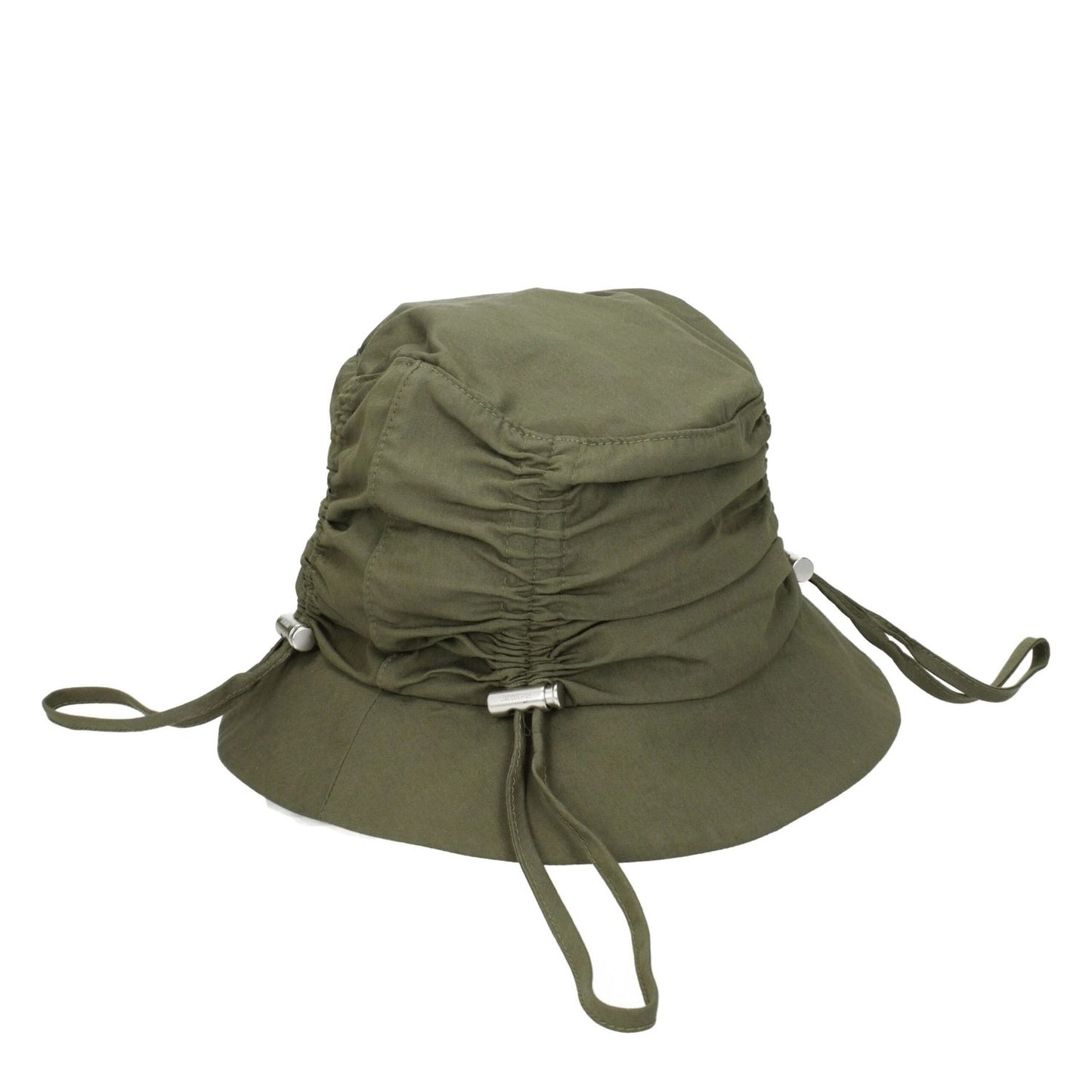 Jacquemus Green Cotton Bucket Hat with logo, casual style. Made of 75% cotton-25% polyamide in green and khaki colors, MPN 235AC4705047560.