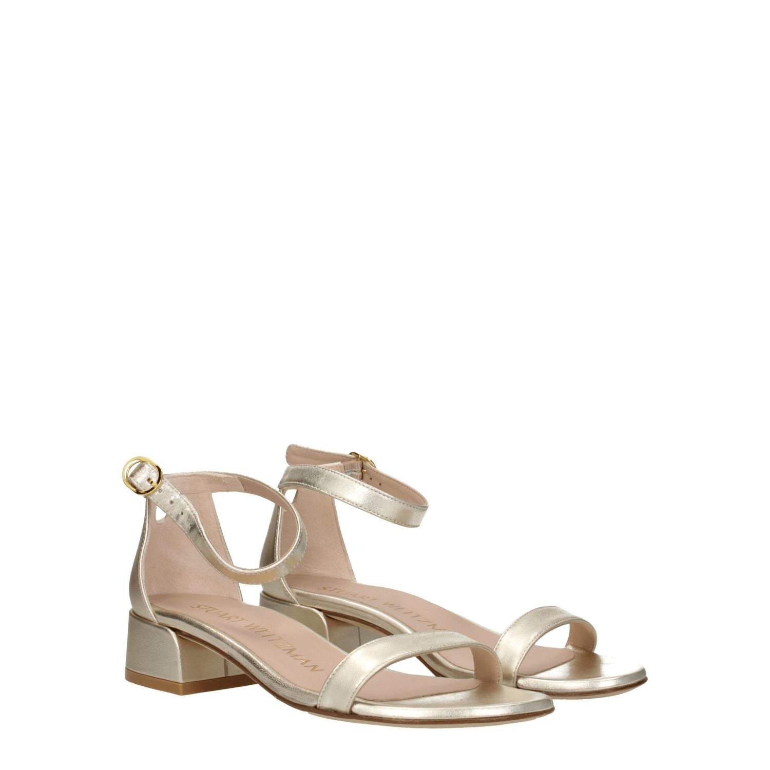 Stuart Weitzman Gold Leather Flat Sandals