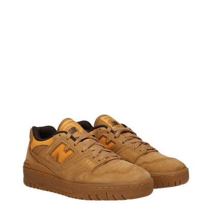 New Balance Brown Leather Sneakers in suede with logos, rubber sole, lace-up closure, and round toe. Casual style, low heel, MPN UBB550WEA.