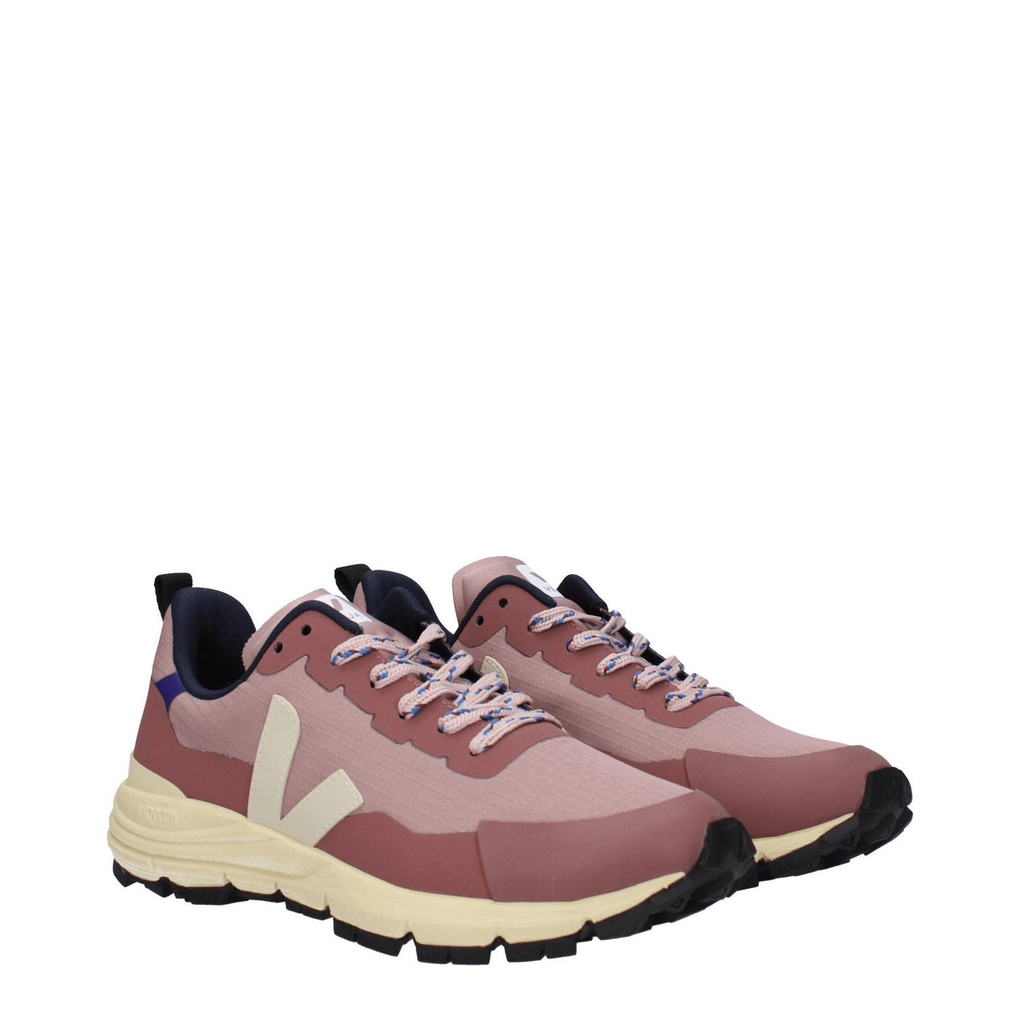 Veja Pink Fabric Athletic Sneakers with lace-up closure, side detail, and front logo, designed for sporty glam style.