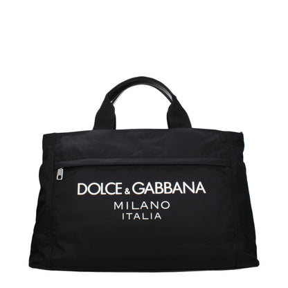 Dolce & Gabbana Black Fabric Luggage And Travel, large casual bag with logo, zip closure, leather, adjustable and removable shoulder strap.