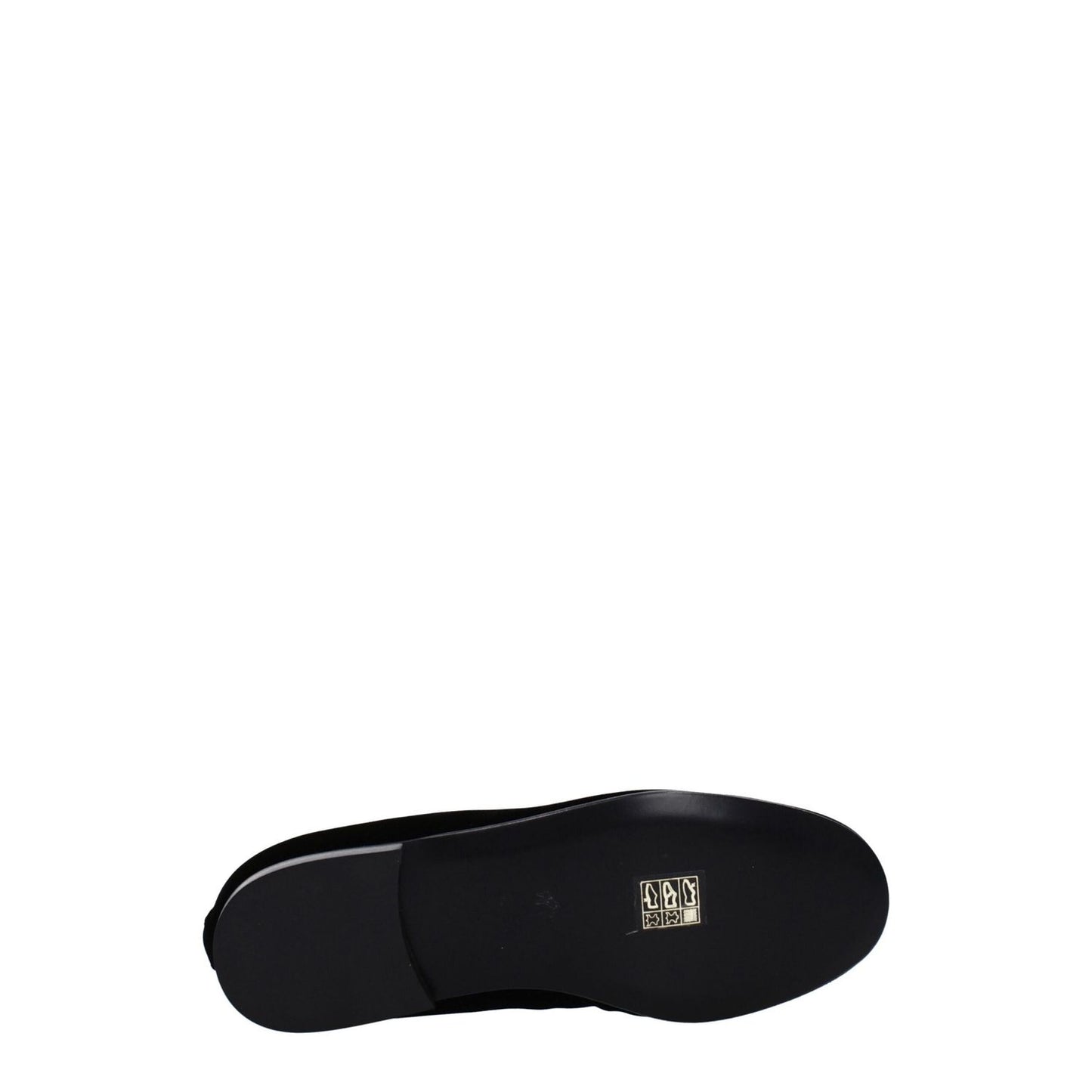 Sole view of Palm Angels Black Velvet Slip-On Loafers showing leather sole and logo detail.
