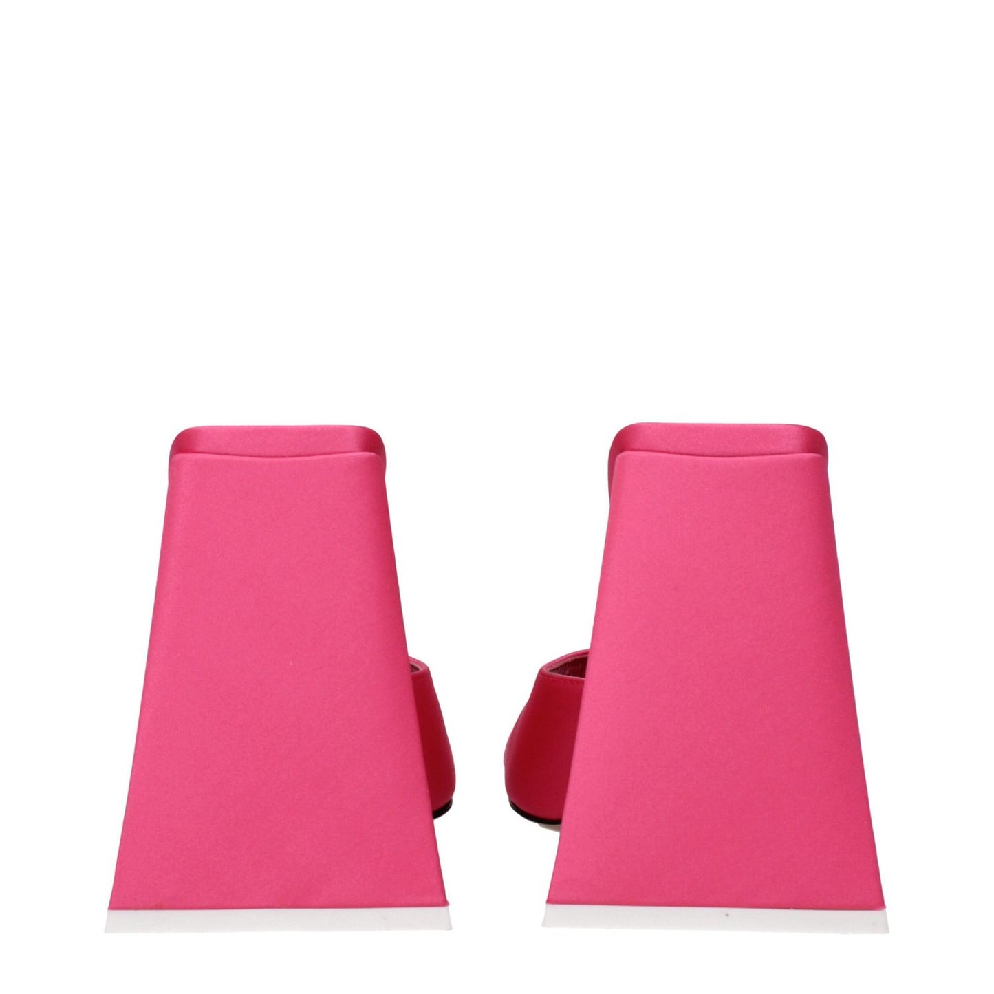 Back view of The Attico Pink Fabric Platform Sandals with high heels and open toe design