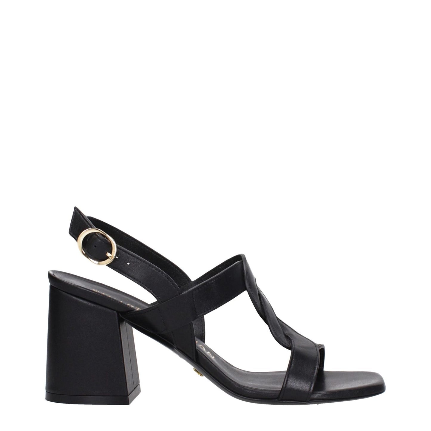 Stuart Weitzman Black Leather Platform Sandals with buckle closure and open toe, mid heels, MPN IBIZA75SMOSH845BLACK