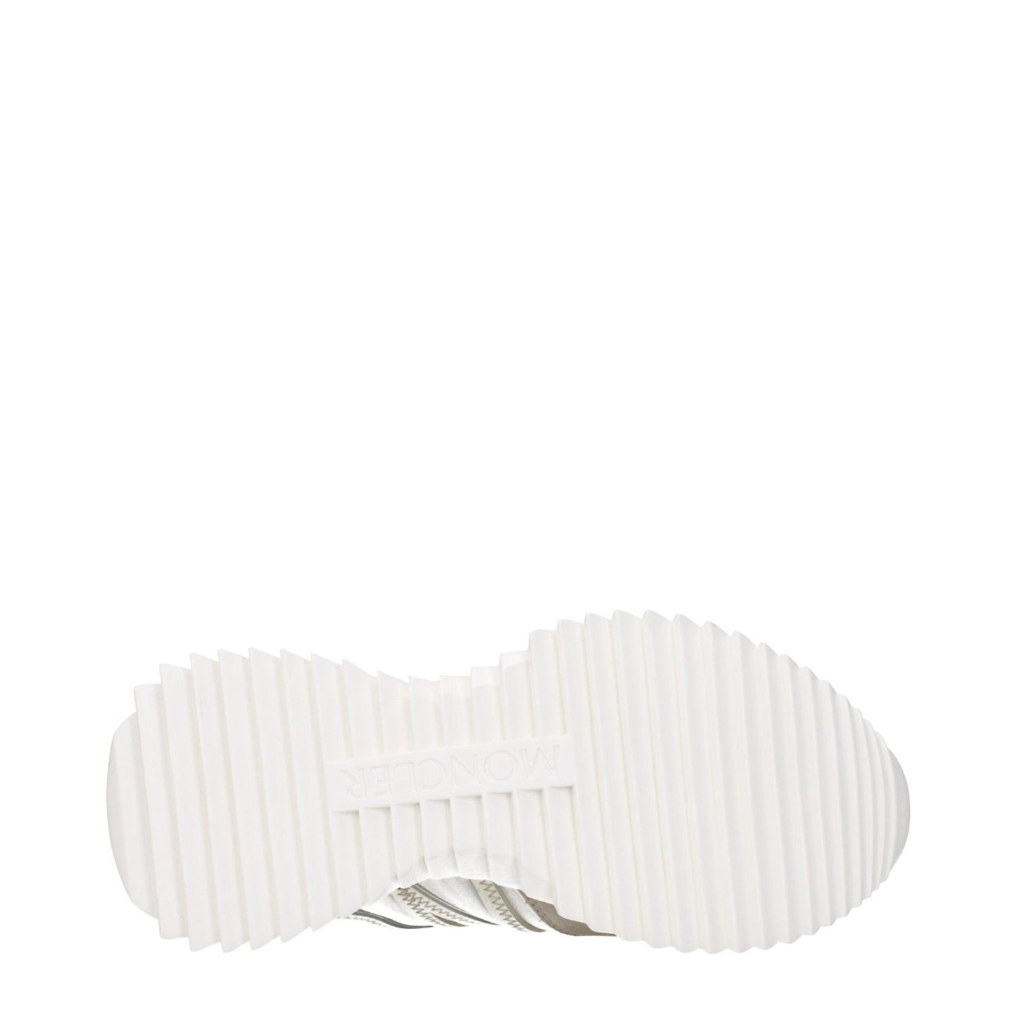Sole view of Moncler Beige Fabric Low Top Sneakers showing rubber tread design