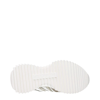 Sole view of Moncler Beige Fabric Low Top Sneakers showing rubber tread design