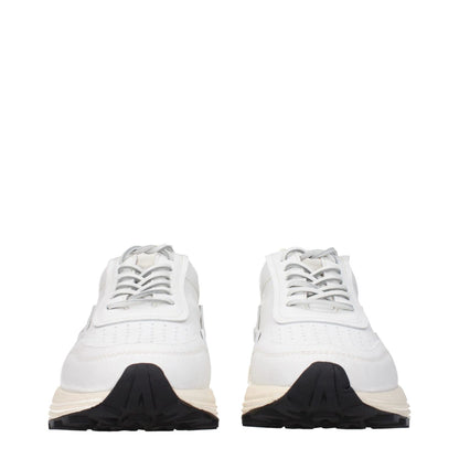 Front view of Buttero White Leather Chunky Sneakers with vintage and aged effects, featuring logos, lace-up closure, and 5 cm mid heels.