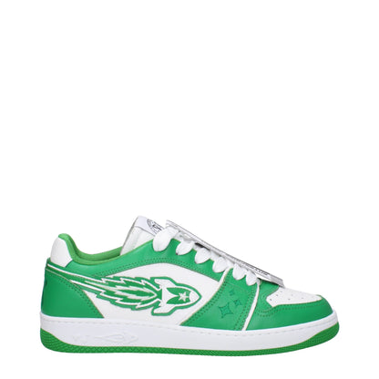 Enterprise Japan Green Leather Low Top Sneakers with logo, lace-up closure, rubber sole, and round toe design. Casual style, MPN BG3001P0102S3125