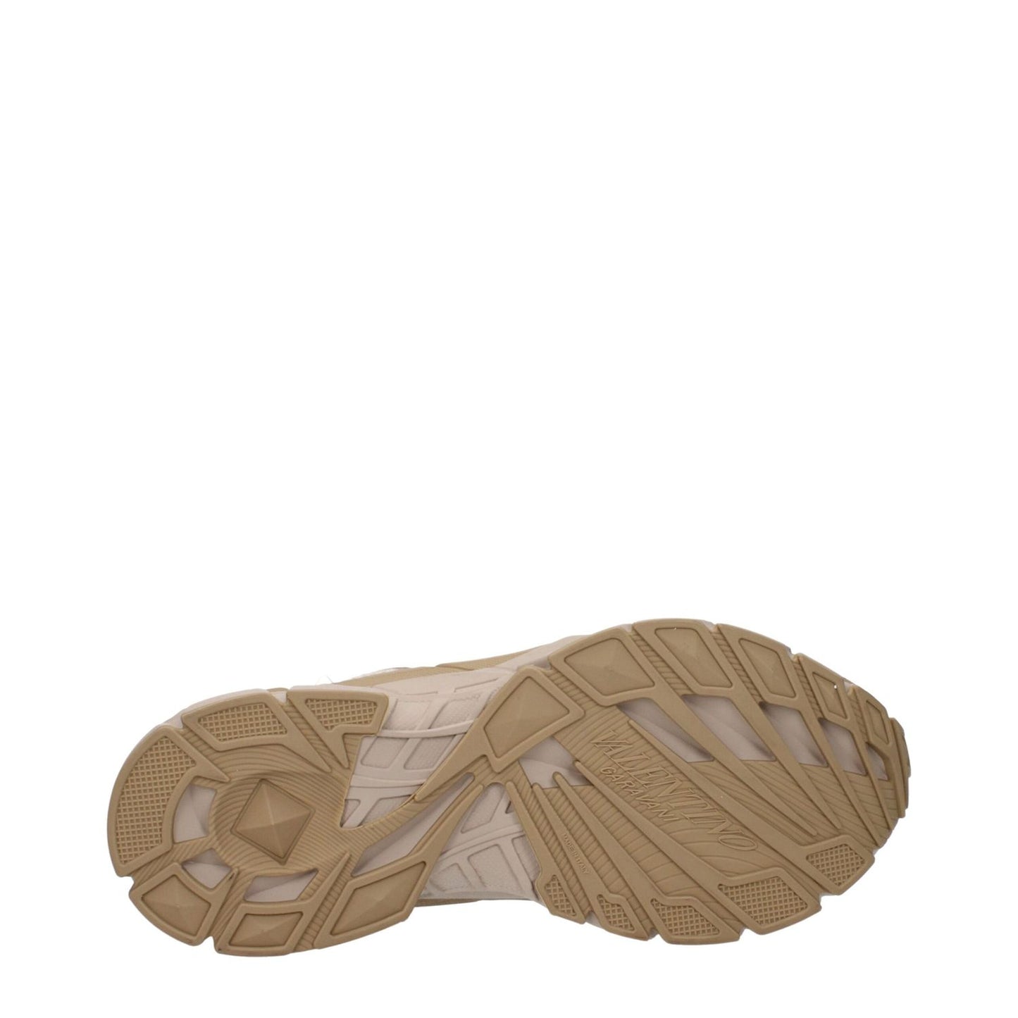 Valentino Garavani Beige Fabric Low Top Sneakers sole view showcasing intricate rubber tread pattern.