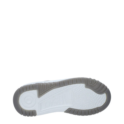 Sole view of Versace White Leather Chunky Sneakers with rubber sole and embossed logo details.