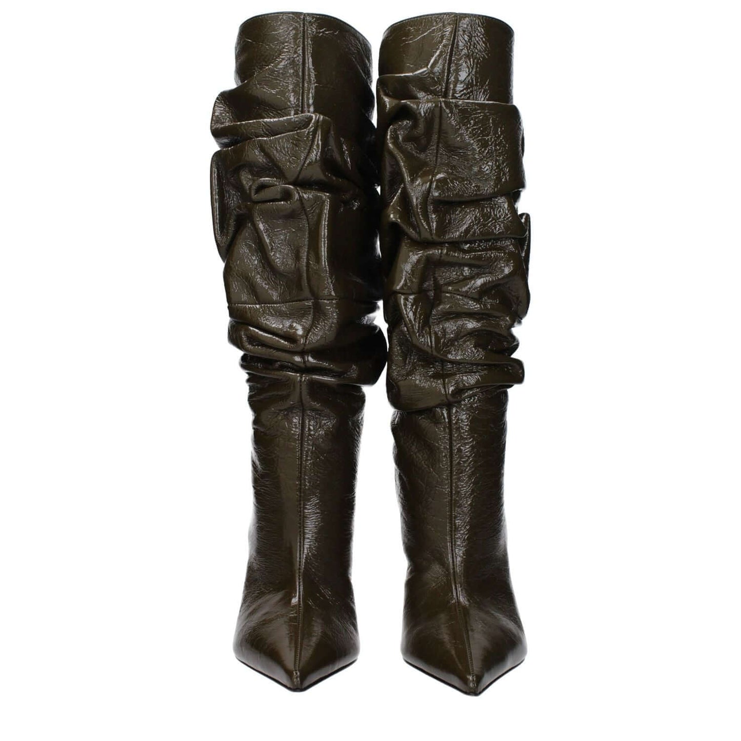 Amina Muaddi Green Leather High Heel Boots