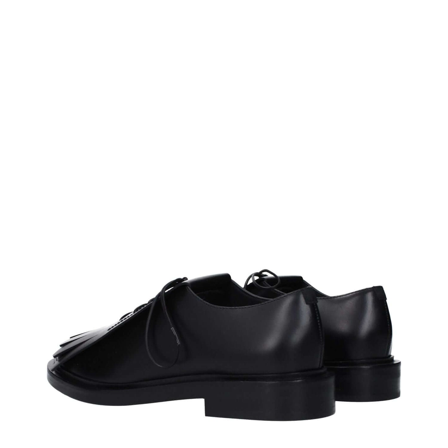 Max Mara Black Leather Oxfords And Derbies with lace-up closure and rubber sole, featuring a low flat heel and round toe design.