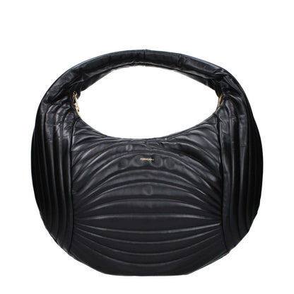 Salvatore Ferragamo Black Leather Handbag with front logo, MPN 2189360776493, code F83258, elegant design.