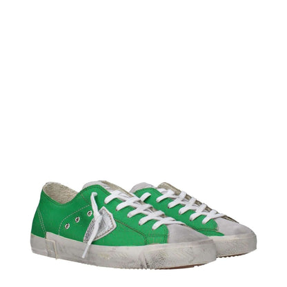 Philippe Model Green Leather Low Top Sneakers with logo, vintage and aged effects, and distressed areas, MPN PRLULCTB220, code F83311
