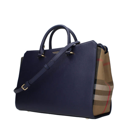 Burberry Blue Leather Handbag with adjustable and removable shoulder strap, featuring a front logo and stylish design.