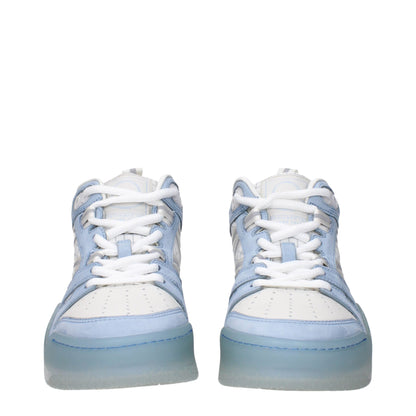 Front view of Moncler White Leather High Top Sneakers with side and back logos, MPN 4M00150M2554P70, product code F83588.