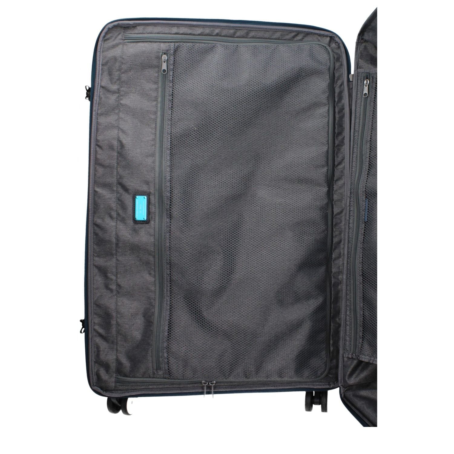 Front view with bag zipped and handles upright.