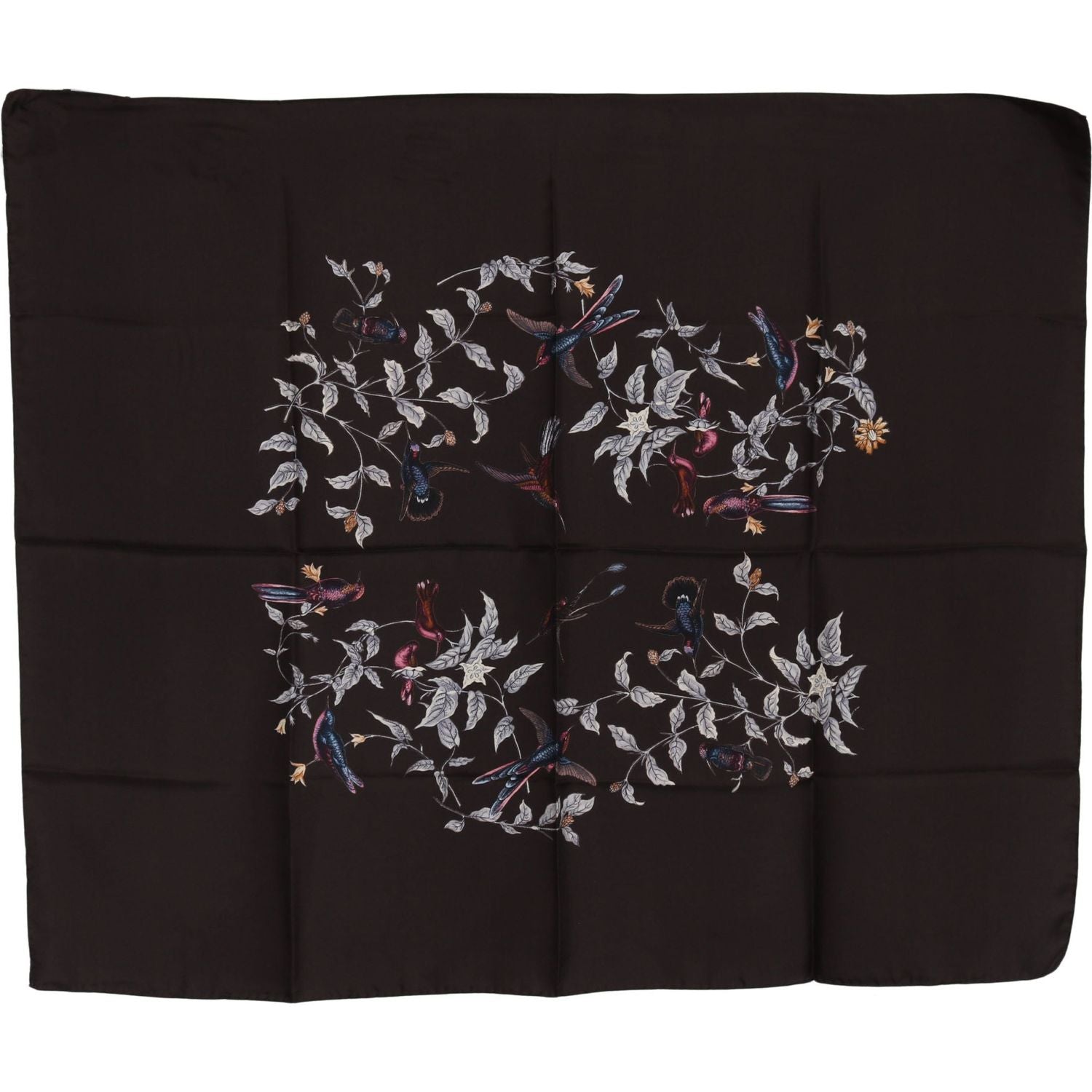 Dolce & Gabbana Brown 100% Silk Bird Print Wrap 80cm X 102cm RRP Scarf