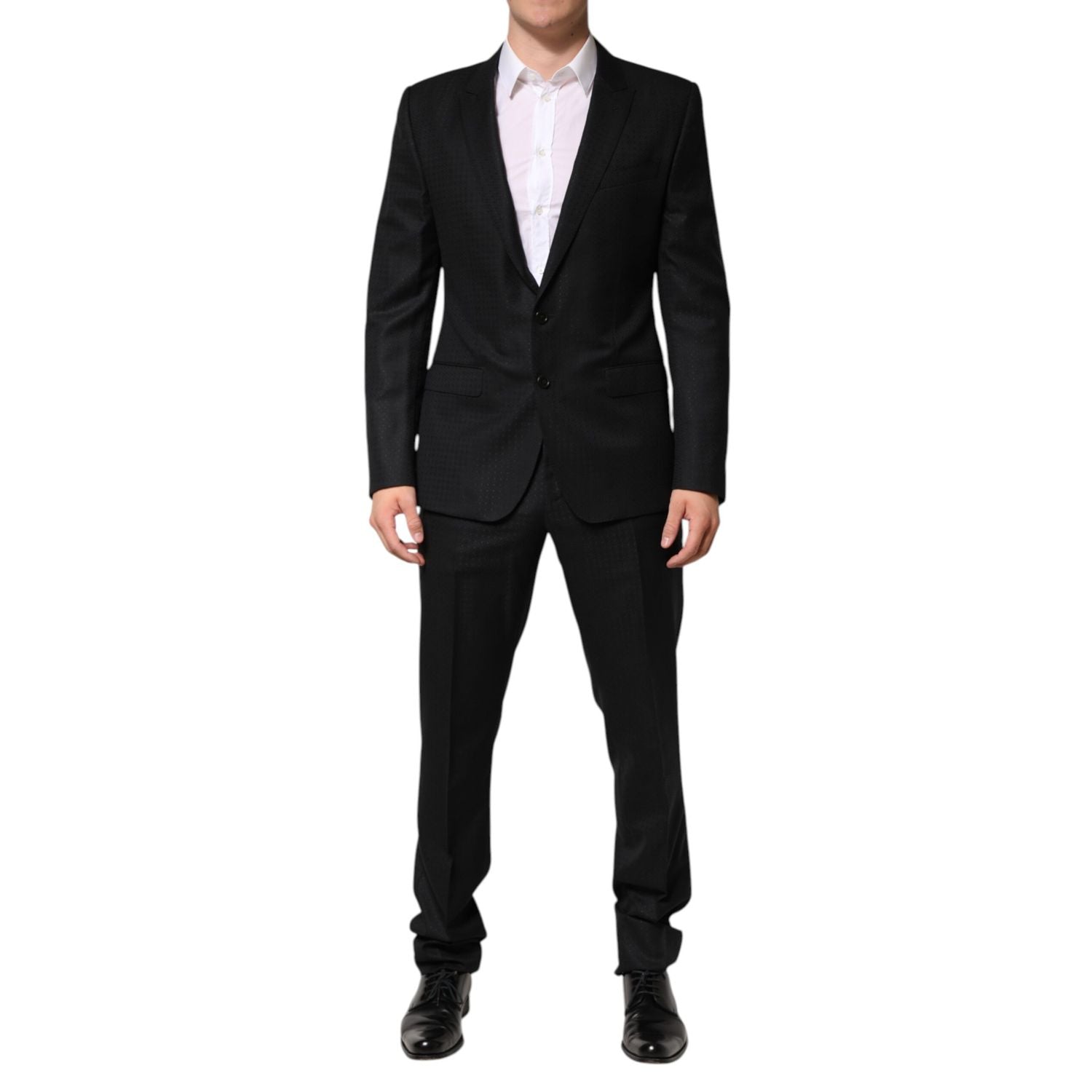 Dolce & Gabbana Black Jacquard Single Breasted 2 Piece Suit