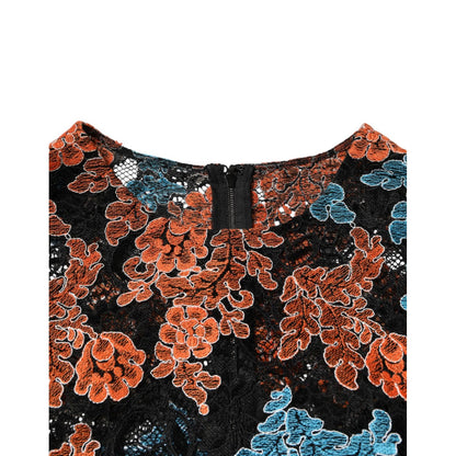 Dolce & Gabbana Multicolor Floral Embroidery Shift Mini Dress