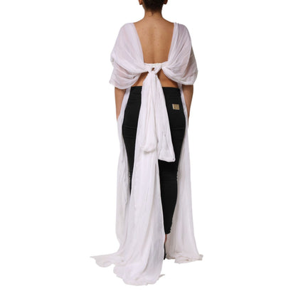 Dolce & Gabbana White Bustier Corset Cropped Chiffon Top