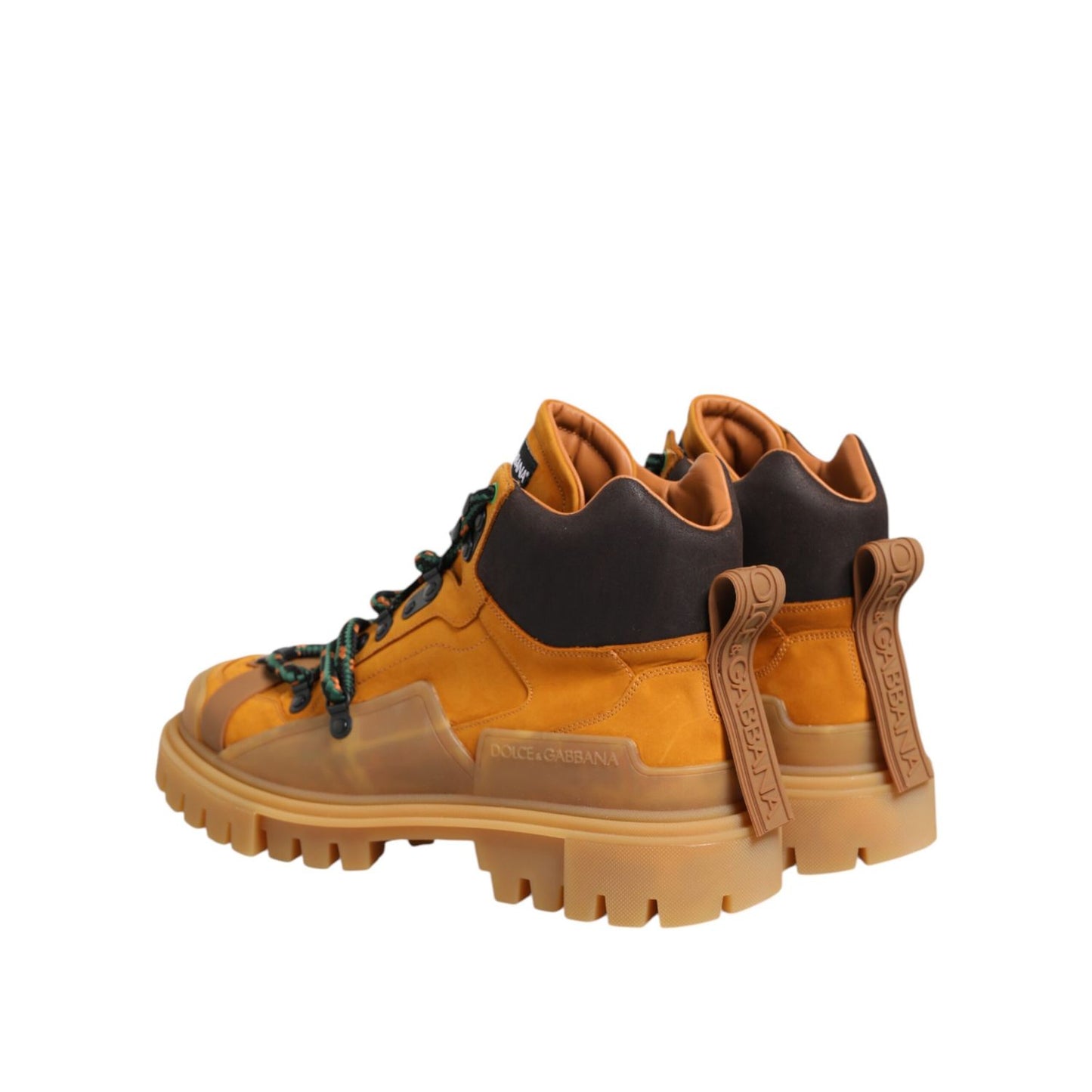 Dolce & Gabbana Orange Lace Up Trekking Ankle Boots Shoes