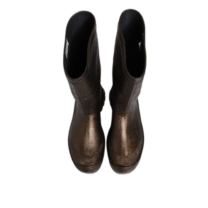 Dolce & Gabbana Metallic Brown Pull On Rain Boots Shoes