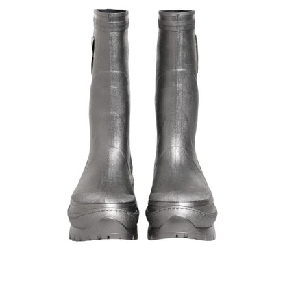 Dolce & Gabbana Metallic Silver Pull On Rain Boots Shoes