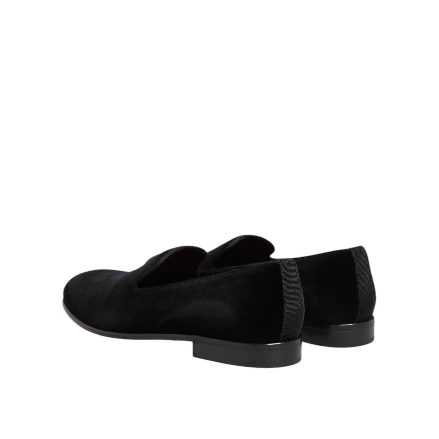 Dolce & Gabbana Black Velvet Slip On Loafers Men Formal Shoes