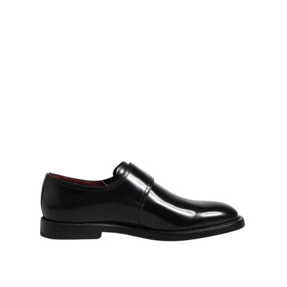 Dolce & Gabbana Black Leather Monk Strap Derby Formal Shoes