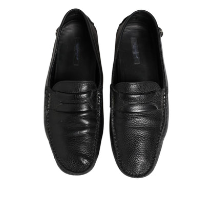 Dolce & Gabbana Black Leather Slip On Mocassin Loafer Shoes