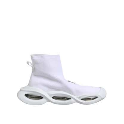 Dolce & Gabbana White Silver Slip On Wave Socks Sneakers Shoes