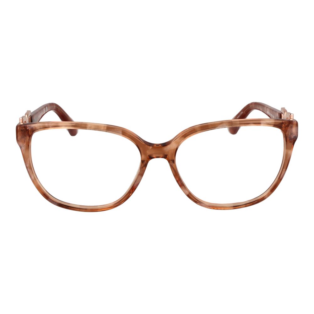 Marciano by Guess Orange Women Glasses Frame in coral acetate, full-rim geometric style with a lens width of 55mm.