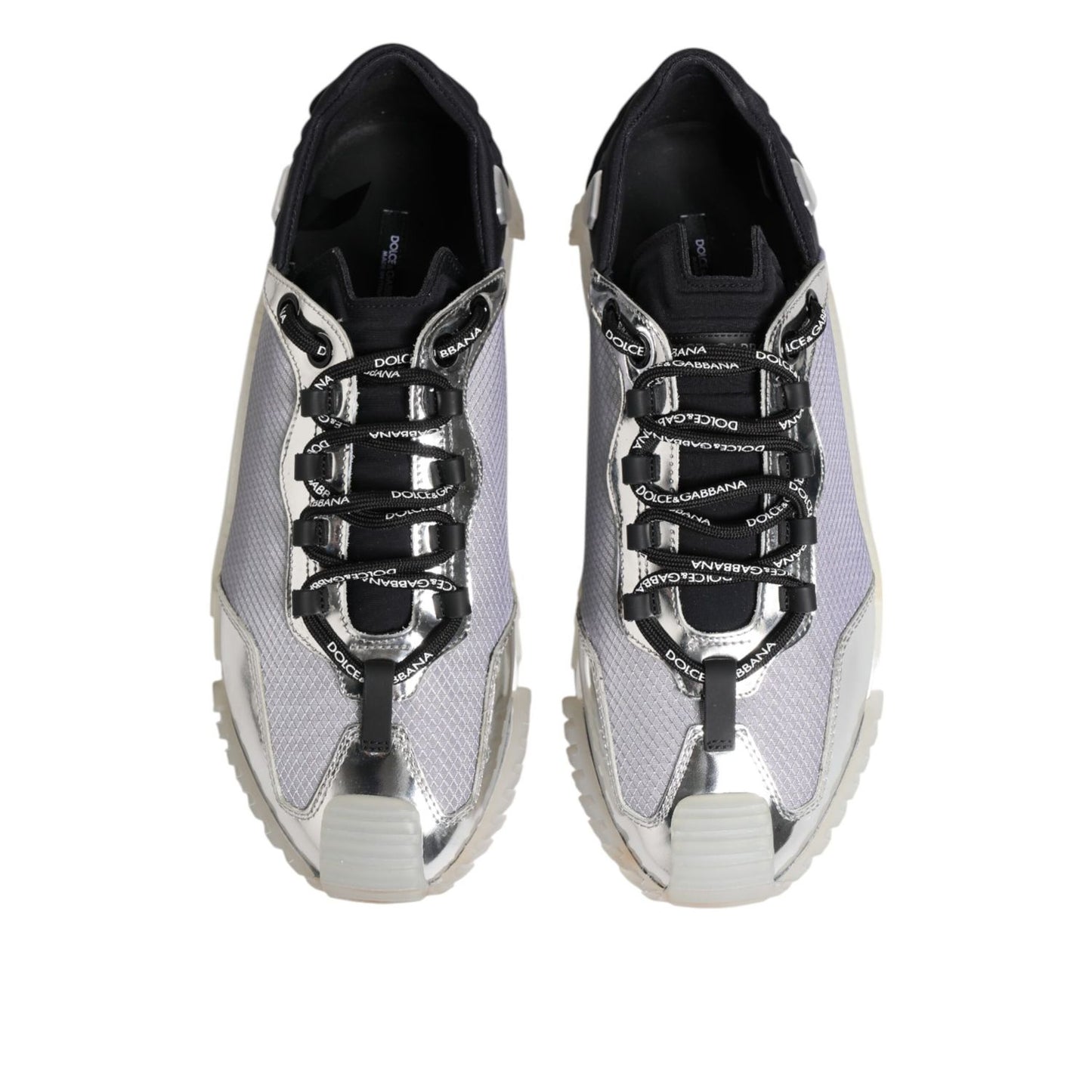 Dolce & Gabbana Silver Black Nylon NS1 Low Top Sneakers Shoes