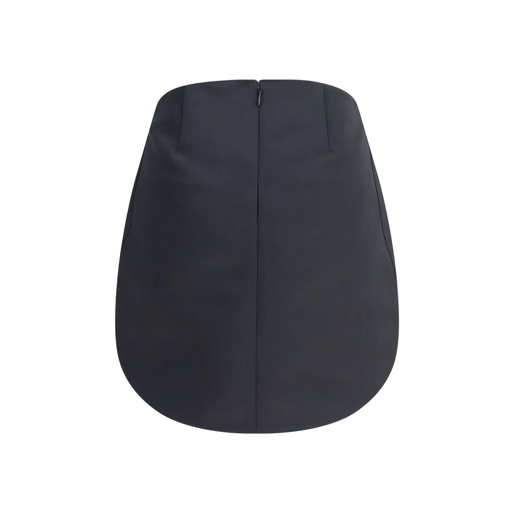 Courrèges Black Polyester Mini Skirt with rounded hem and back zip
