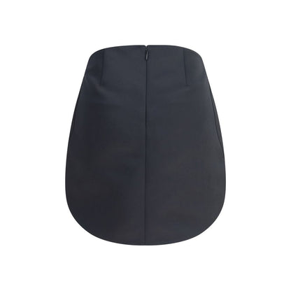 Courrèges Black Polyester Mini Skirt with rounded hem and back zip