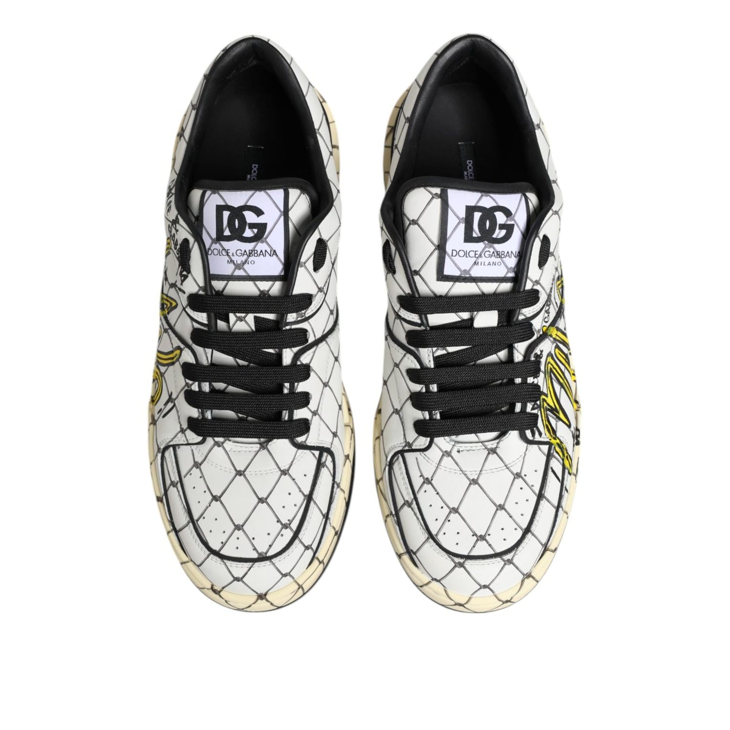 Dolce & Gabbana White Logo Print Low Top Men Sneakers Shoes