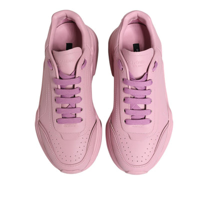 Dolce & Gabbana Pink Leather Daymaster Low Top Sneakers Shoes in calfskin leather with rubber sole and lace-up closure.
