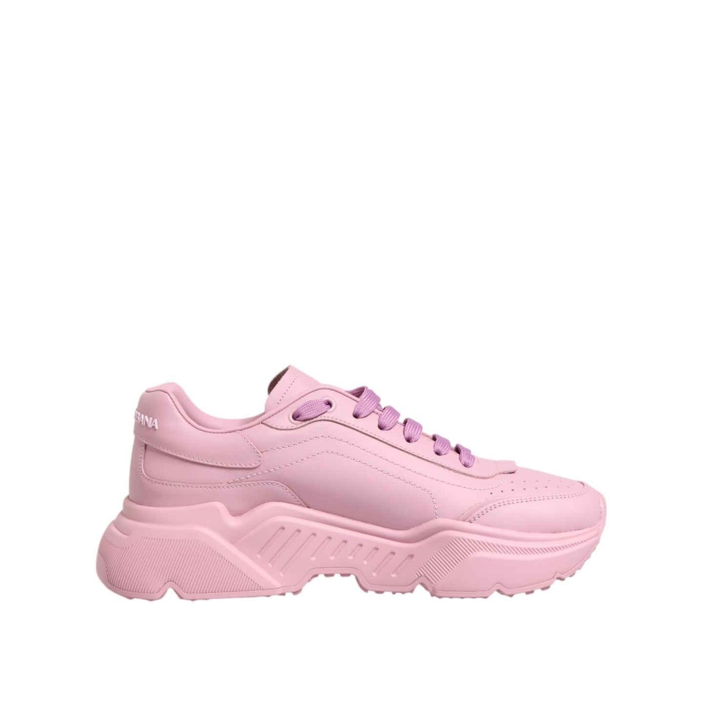 Dolce & Gabbana Pink Leather Daymaster Low Top Sneakers Shoes with lace-up closure and rubber sole, made in Italy, stylish and elegant.