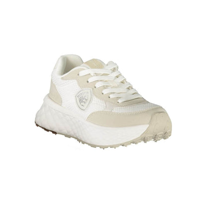 Blauer White Polyester Women Sneaker with logo accent and removable footbed for style and comfort.