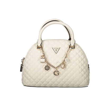 Guess Jeans White Polyethylene Women Handbag with quilted design and Guess logo