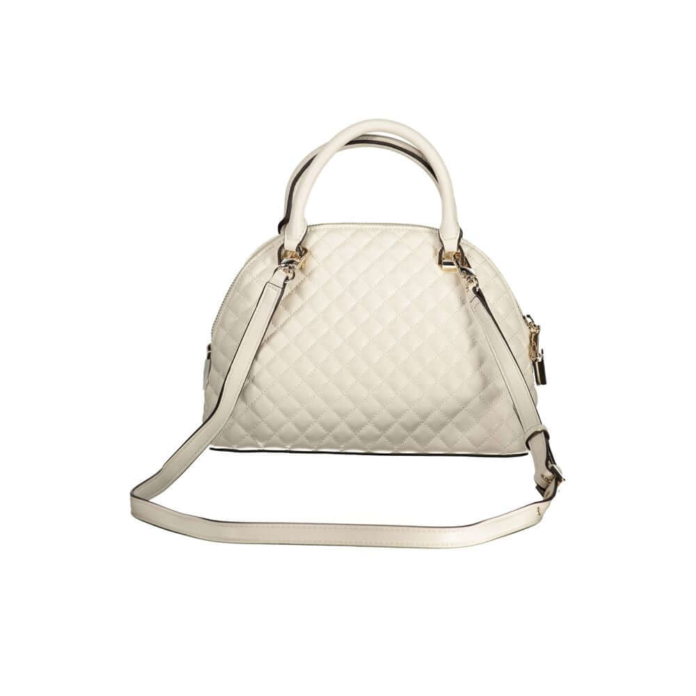 Guess Jeans White Polyethylene Women Handbag with quilted design and adjustable strap.