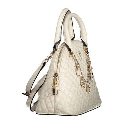 Guess Jeans White Polyethylene Women Handbag with quilted texture and chain details