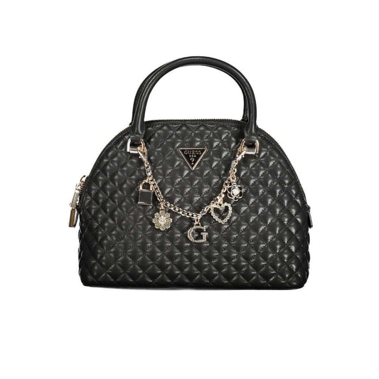 Guess Jeans Black Polyethylene Women Handbag with iconic logo and quilted design
