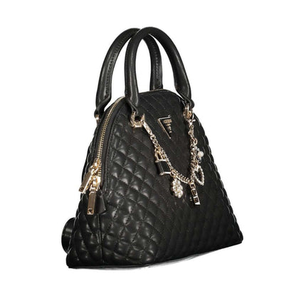 Guess Jeans Black Polyethylene Women Handbag with quilted pattern and gold chain accents, perfect for style and functionality.