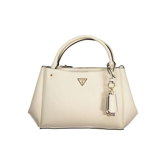 Guess Jeans White Polyethylene Women Handbag with sturdy handles and adjustable shoulder strap, featuring external pockets for organization.